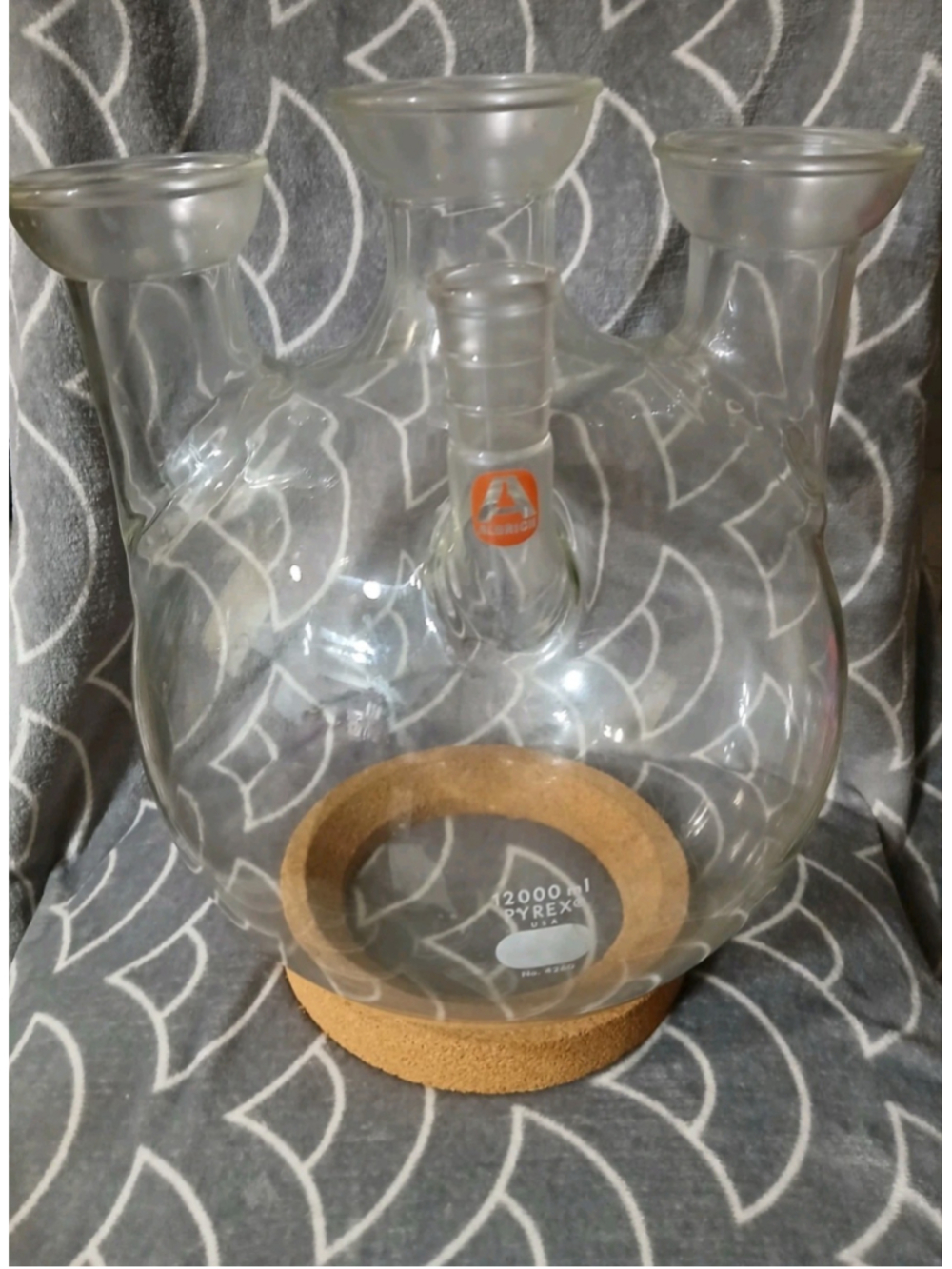 Vintage PYREX 12000mL Round Bottom Boiling Flask No. 4260 Laboratory 4-Necks